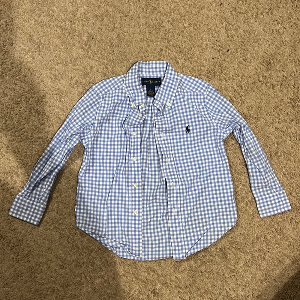 Polo Ralph Lauren Boys Size 4 Plaid Blue Shirt